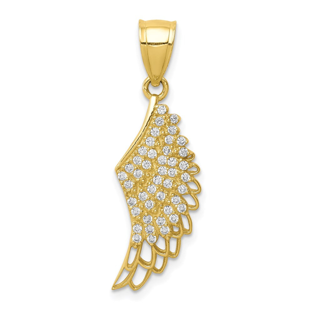 10K Gelbgold 10K Zirkonia Micropave Engel Flügel Anhänger