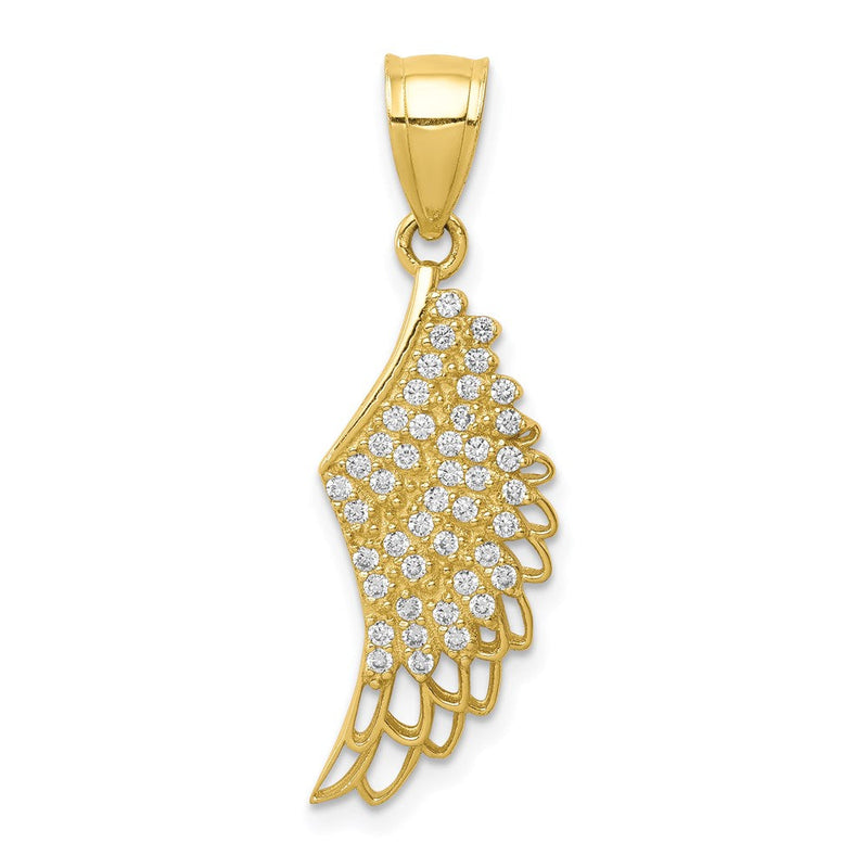 10K Gelbgold 10K Zirkonia Micropave Engel Flügel Anhänger