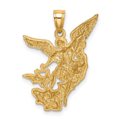 10K Gelb mit Rhodium Diamantiert Saint Michael Anhänger