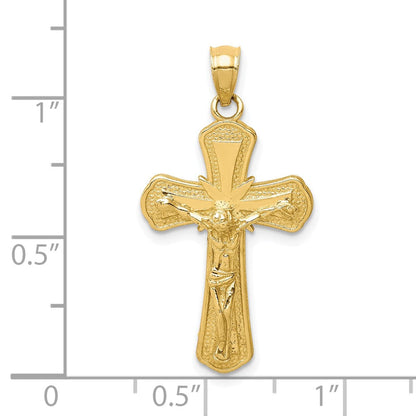 10 Karat Gelbgold Kruzifix-Anhänger, poliert und strukturiert