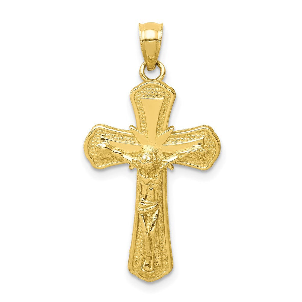 10 Karat Gelbgold Kruzifix-Anhänger, poliert und strukturiert