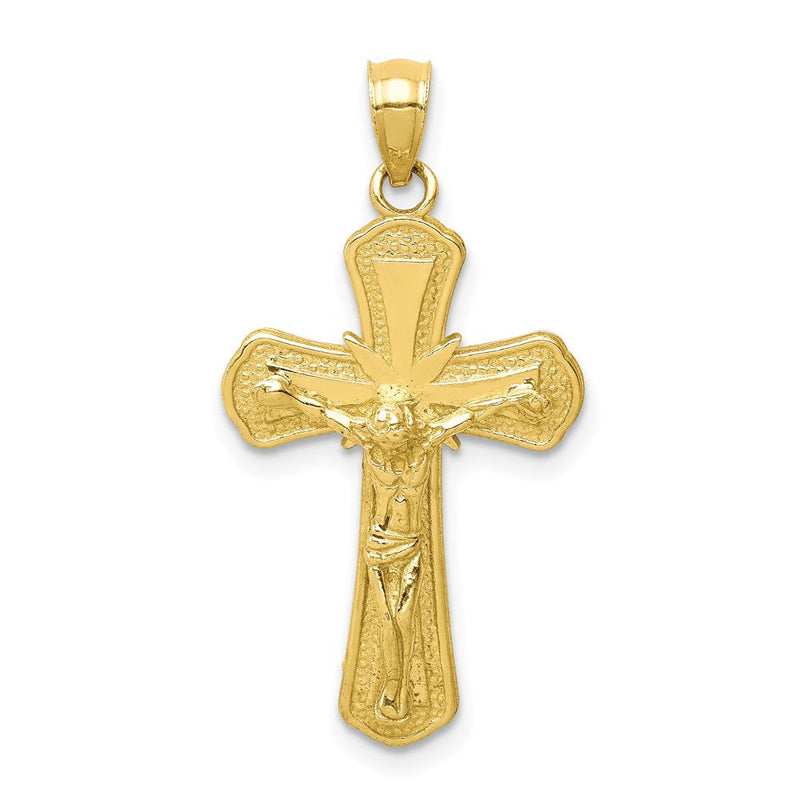 10 Karat Gelbgold Kruzifix-Anhänger, poliert und strukturiert