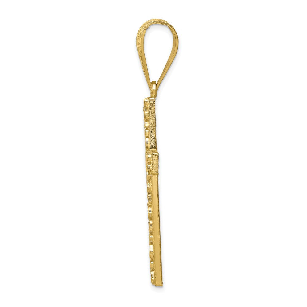 10-Karat-Gelbgold-Anhänger „Kreuz" mit diamantgeschliffenem Nugget-Design