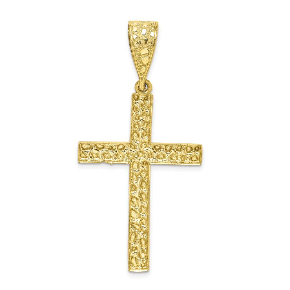 10-Karat-Gelbgold-Anhänger „Kreuz" mit diamantgeschliffenem Nugget-Design