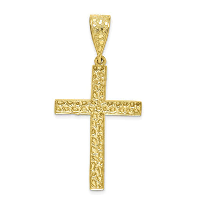 10-Karat-Gelbgold-Anhänger „Kreuz" mit diamantgeschliffenem Nugget-Design