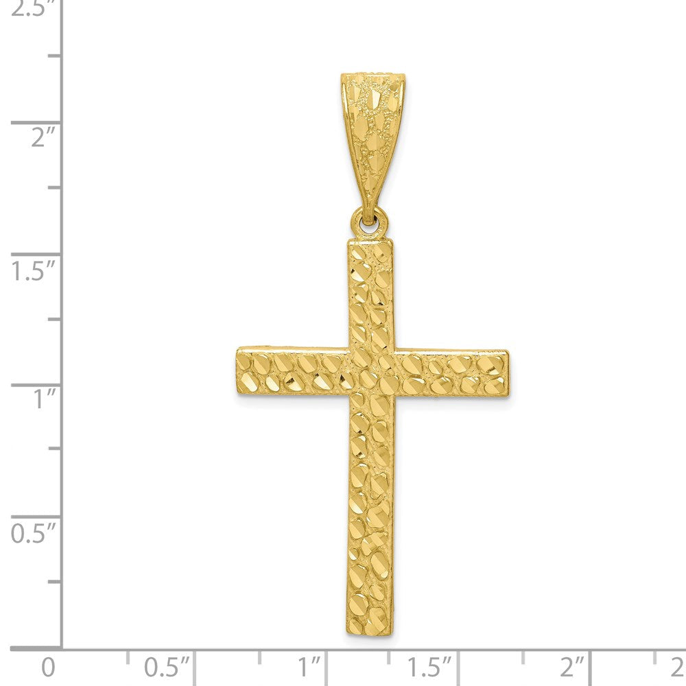 10-Karat-Gelbgold-Anhänger „Kreuz" mit diamantgeschliffenem Nugget-Design
