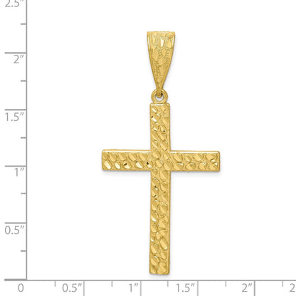 10-Karat-Gelbgold-Anhänger „Kreuz" mit diamantgeschliffenem Nugget-Design