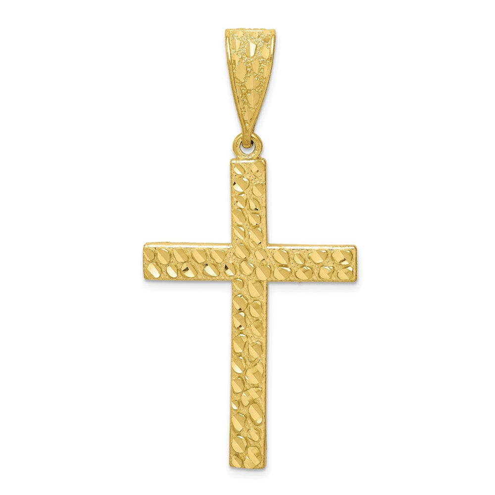 10-Karat-Gelbgold-Anhänger „Kreuz" mit diamantgeschliffenem Nugget-Design