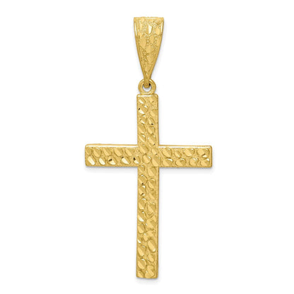 10-Karat-Gelbgold-Anhänger „Kreuz" mit diamantgeschliffenem Nugget-Design