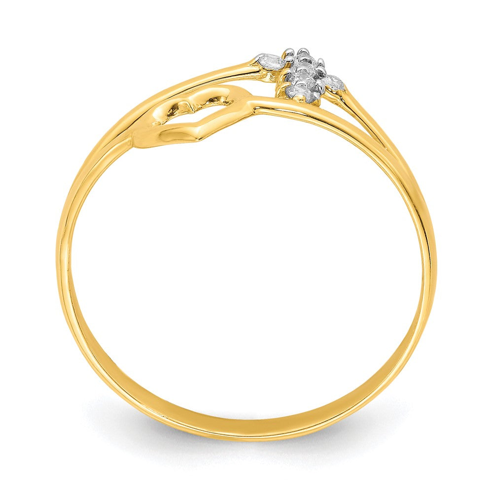 10K Gelbgold 10K Herz und Kreuz Zirkonia Ring