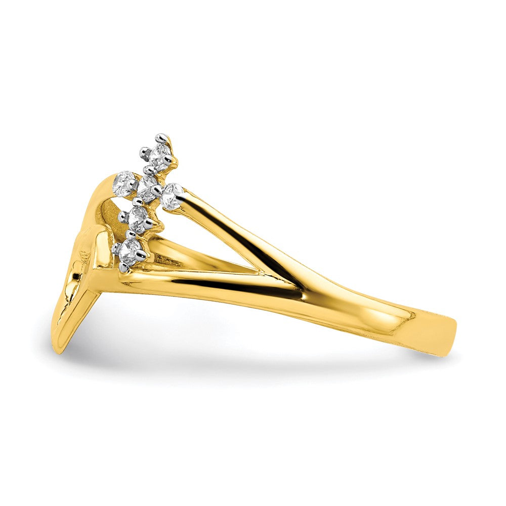 10K Gelbgold 10K Herz und Kreuz Zirkonia Ring