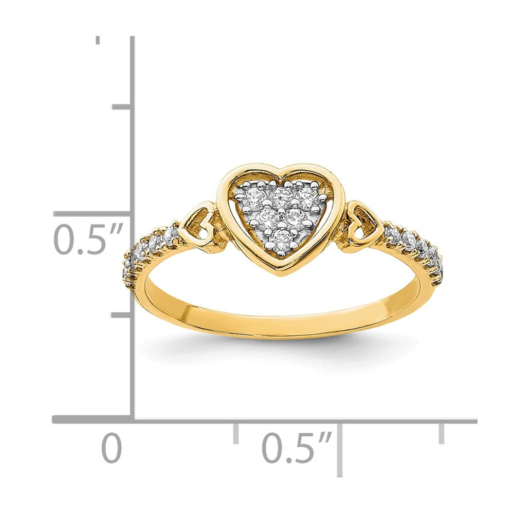 10K Gelbgold 10K Zirkonia Fantasie Herz Ring