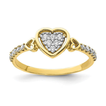 10K Gelbgold 10K Zirkonia Fantasie Herz Ring