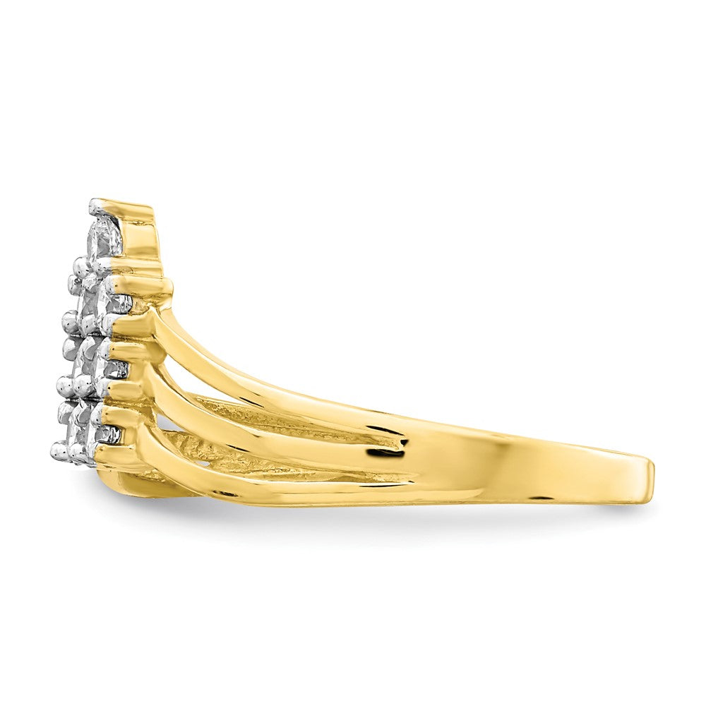 10K Gelbgold Zirkonia 3 Line Ring (size 6.75 Nur)