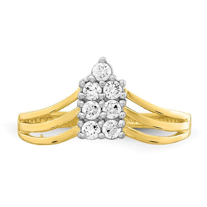 10K Gelbgold Zirkonia 3 Line Ring (size 6.75 Nur)