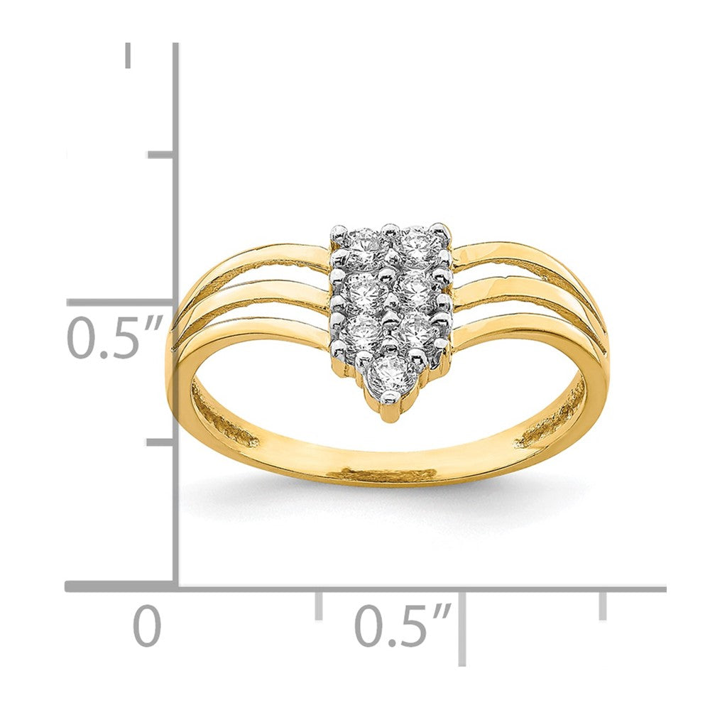 10K Gelbgold Zirkonia 3 Line Ring (size 6.75 Nur)