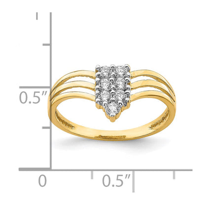 10K Gelbgold Zirkonia 3 Line Ring (size 6.75 Nur)