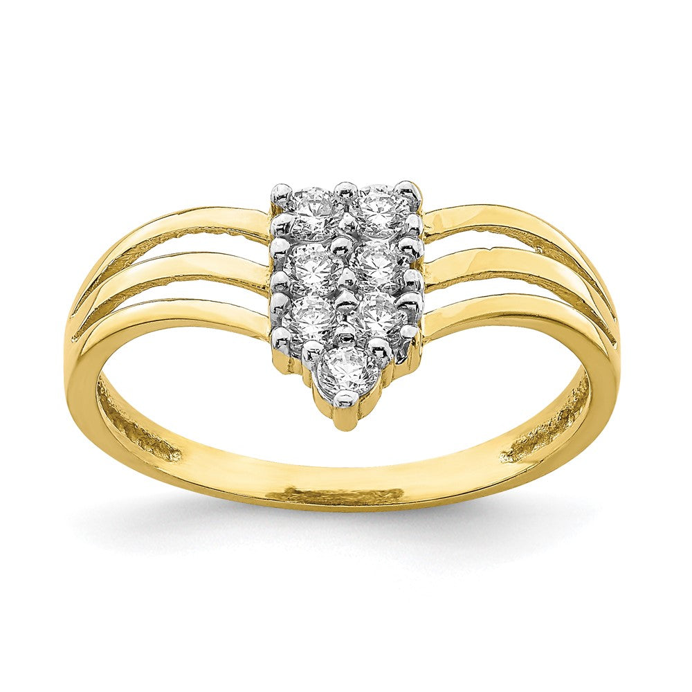 10K Gelbgold Zirkonia 3 Line Ring (size 6.75 Nur)