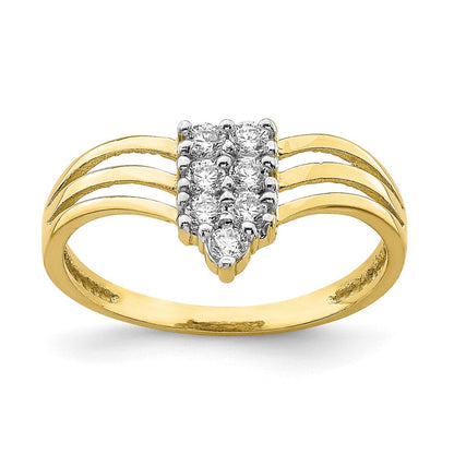 10K Gelbgold Zirkonia 3 Line Ring (size 6.75 Nur)