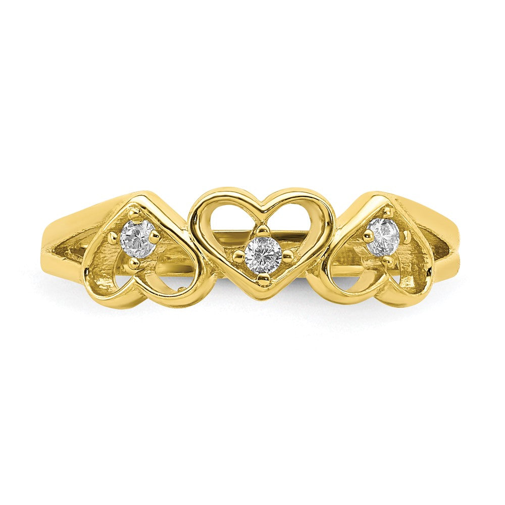 10K Gelbgold 10K Zirkonia 3-heart Kind Ring