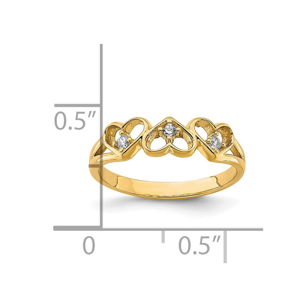 10K Gelbgold 10K Zirkonia 3-heart Kind Ring