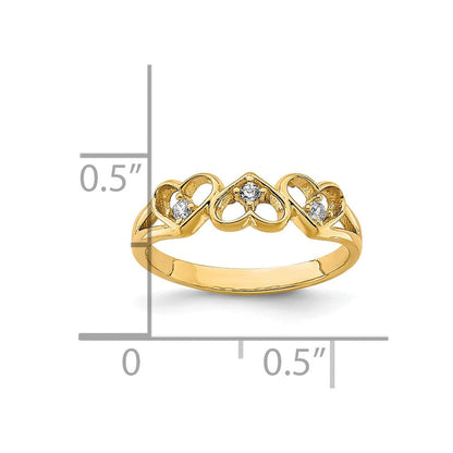 10K Gelbgold 10K Zirkonia 3-heart Kind Ring