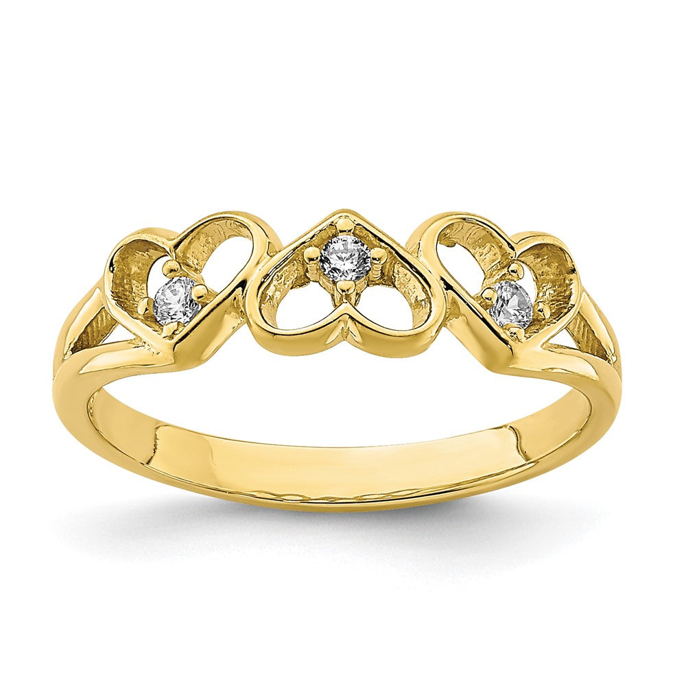 10K Gelbgold 10K Zirkonia 3-heart Kind Ring