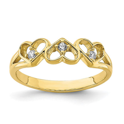 10K Gelbgold 10K Zirkonia 3-heart Kind Ring