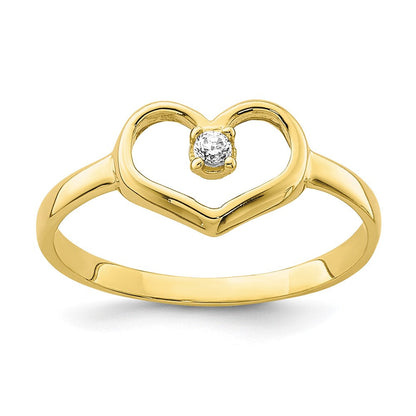 10K Gelbgold 10K Zirkonia Herz Baby Ring