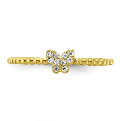 10K Gelbgold 10K Schmetterling Zirkonia Ring