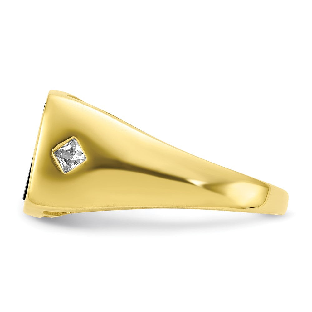 10K Gelbgold Zirkonia und Onyx Herren Ring
