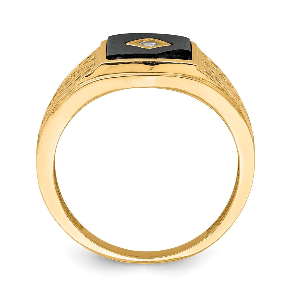 10K Gelbgold 10K Zirkonia und Onyx Herren Ring