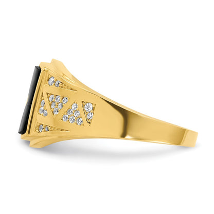 10K Gelbgold 10K Zirkonia und Onyx Herren Ring