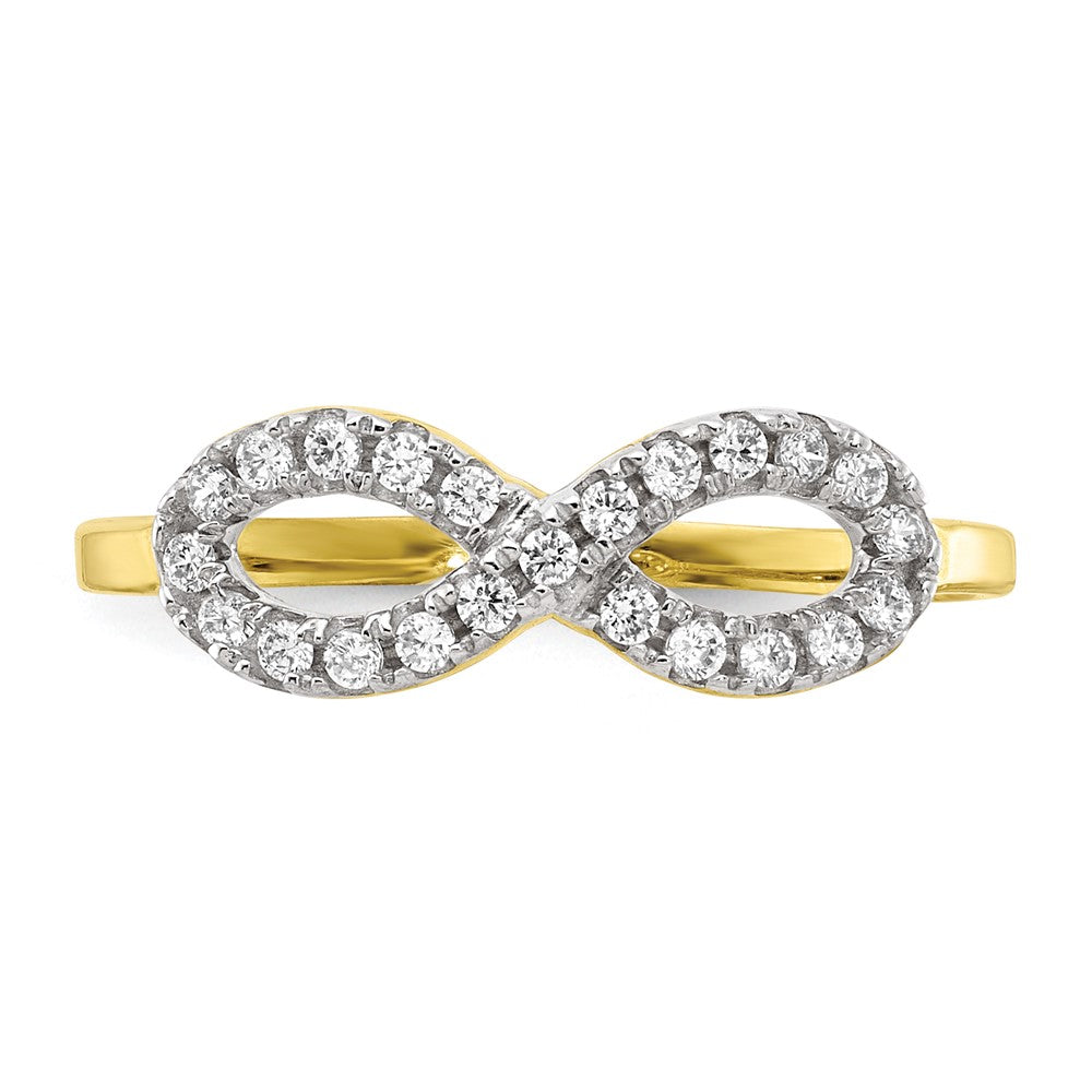 10K Gelbgold Zirkonia Unendlichkeit Ring (size 7.25 Nur)