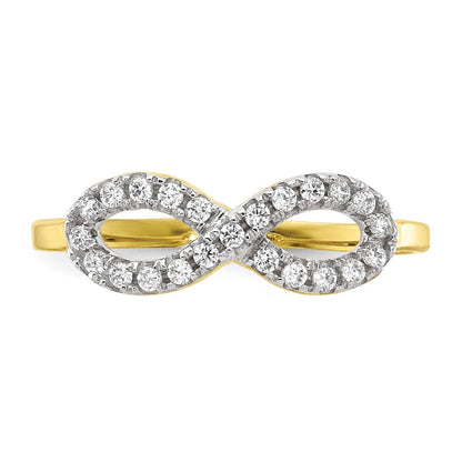 10K Gelbgold Zirkonia Unendlichkeit Ring (size 7.25 Nur)