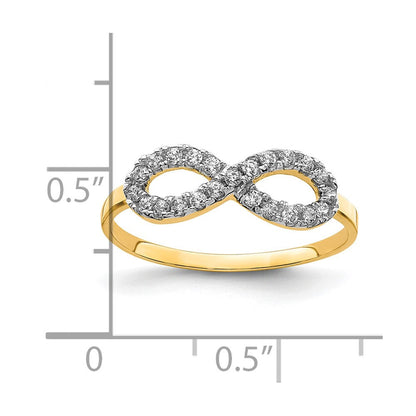 10K Gelbgold Zirkonia Unendlichkeit Ring (size 7.25 Nur)