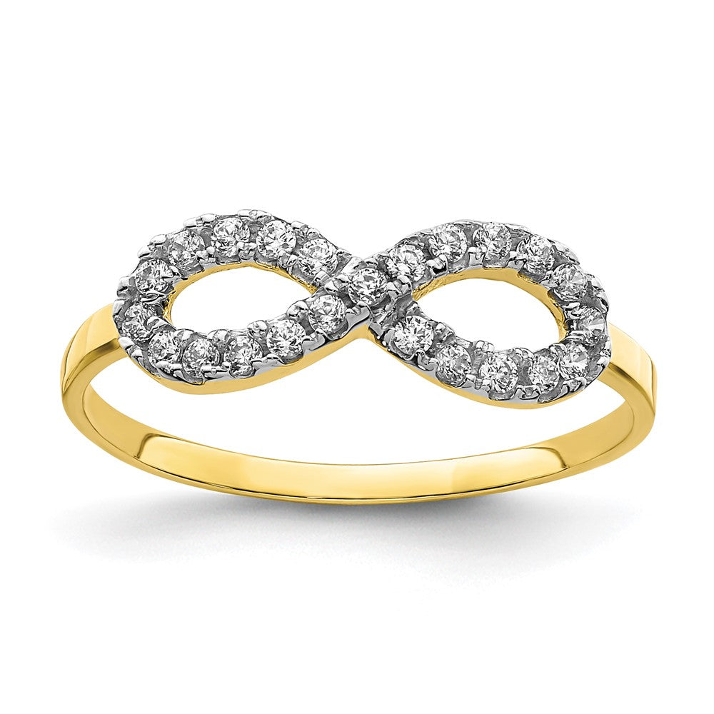 10K Gelbgold Zirkonia Unendlichkeit Ring (size 7.25 Nur)