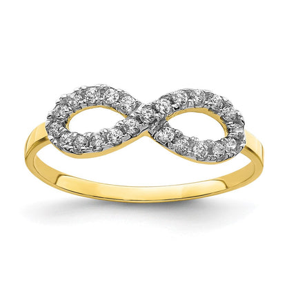 10K Gelbgold Zirkonia Unendlichkeit Ring (size 7.25 Nur)