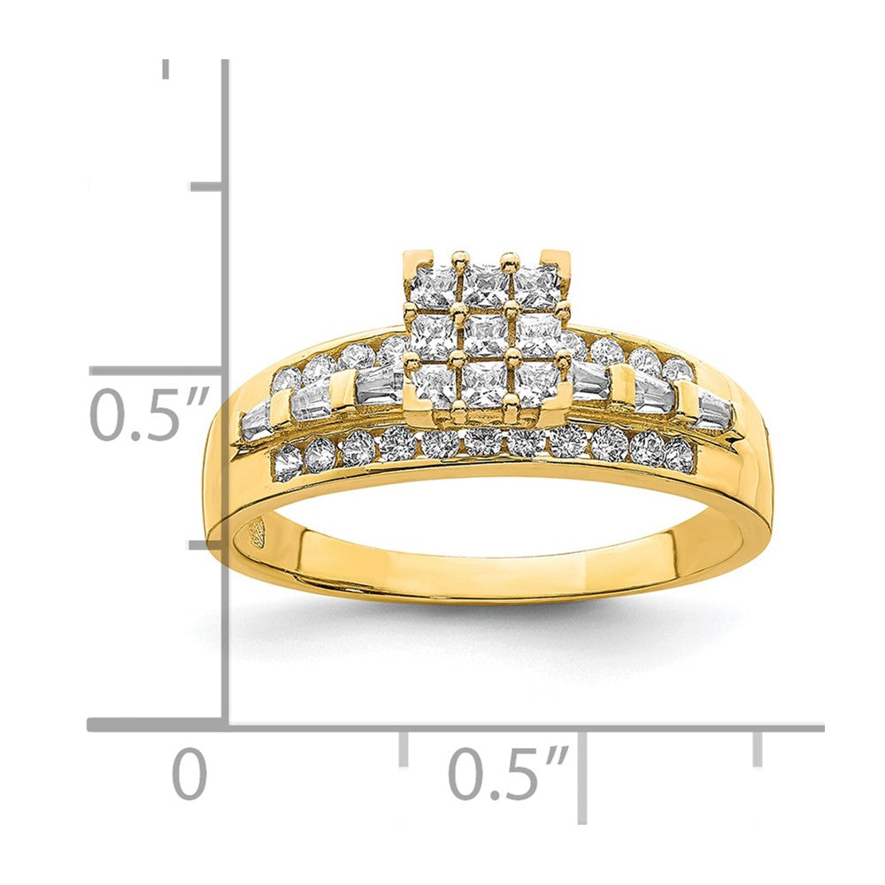 10K Gelbgold Zirkonia Micropave Solitarie Ring