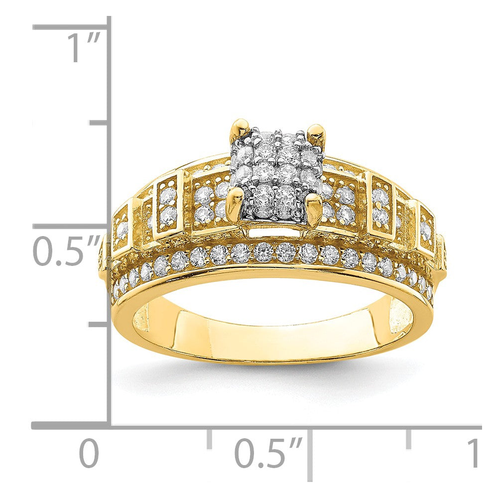 10K Gelbgold Zirkonia Micropave Ring (size 7 Nur)