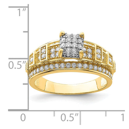 10K Gelbgold Zirkonia Micropave Ring (size 7 Nur)