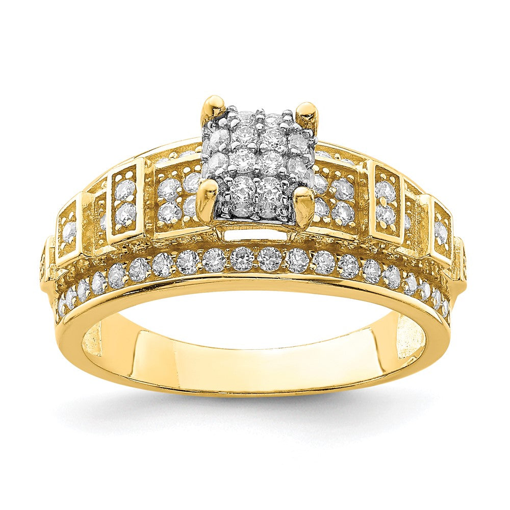 10K Gelbgold Zirkonia Micropave Ring (size 7 Nur)