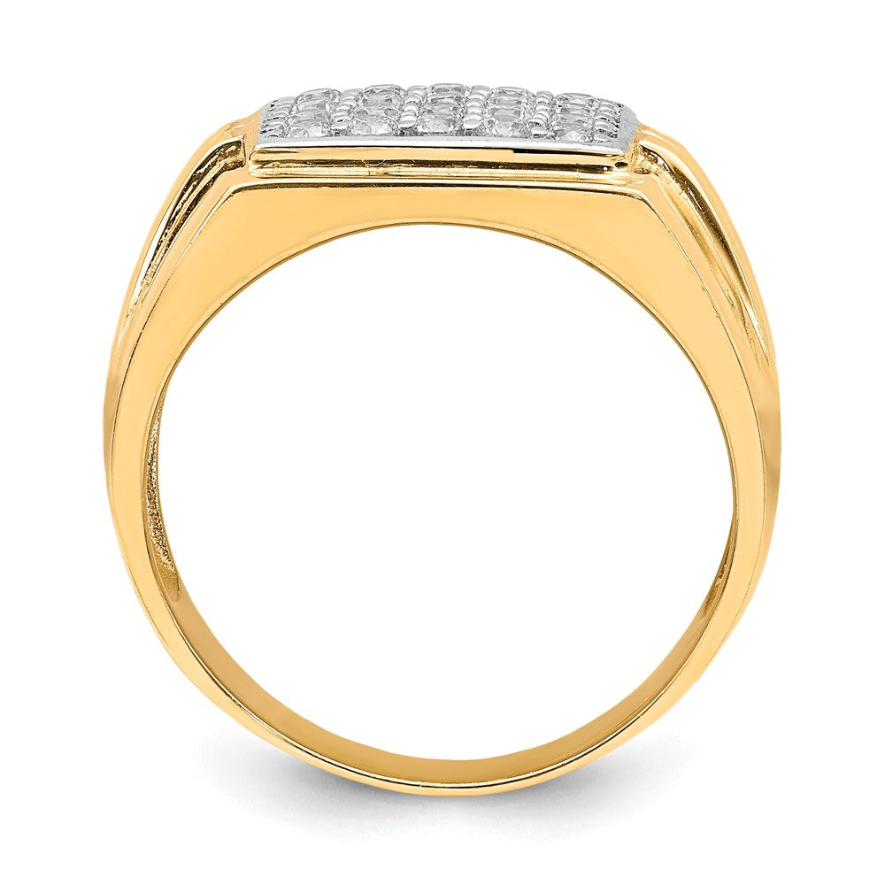 10K Gelb mit Rhodium 10K Zirkonia Herren Ring