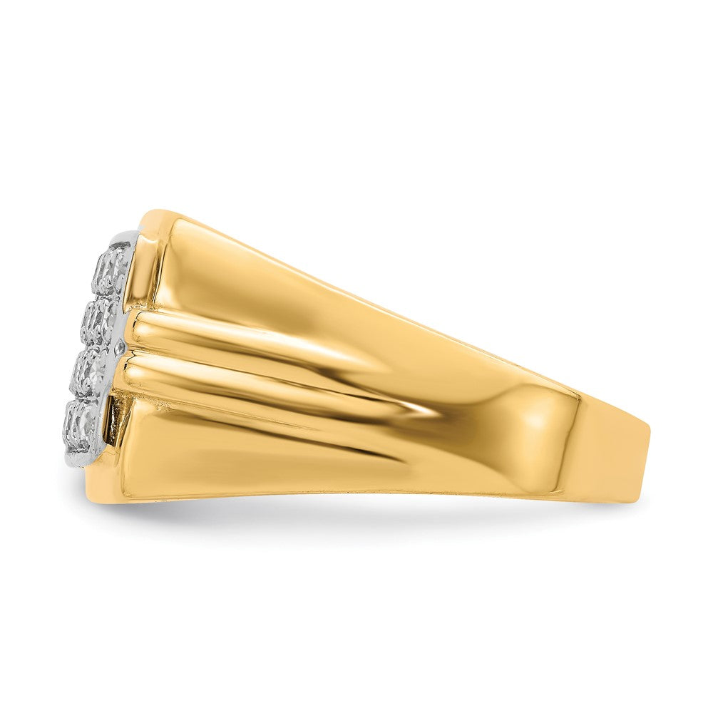 10K Gelb mit Rhodium 10K Zirkonia Herren Ring