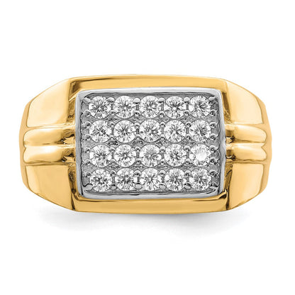 10K Gelb mit Rhodium 10K Zirkonia Herren Ring