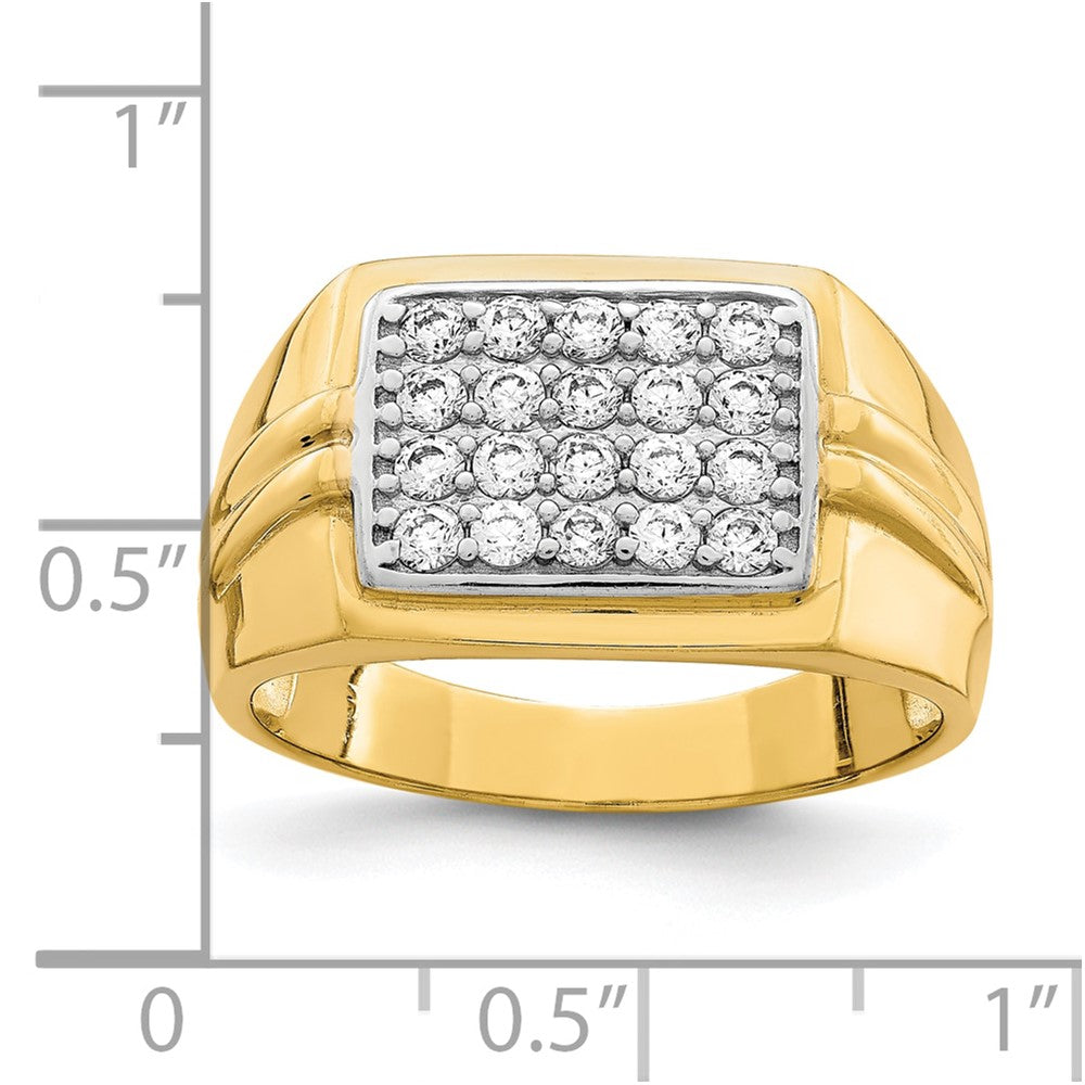 10K Gelb mit Rhodium 10K Zirkonia Herren Ring