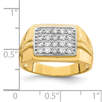 10K Gelb mit Rhodium 10K Zirkonia Herren Ring