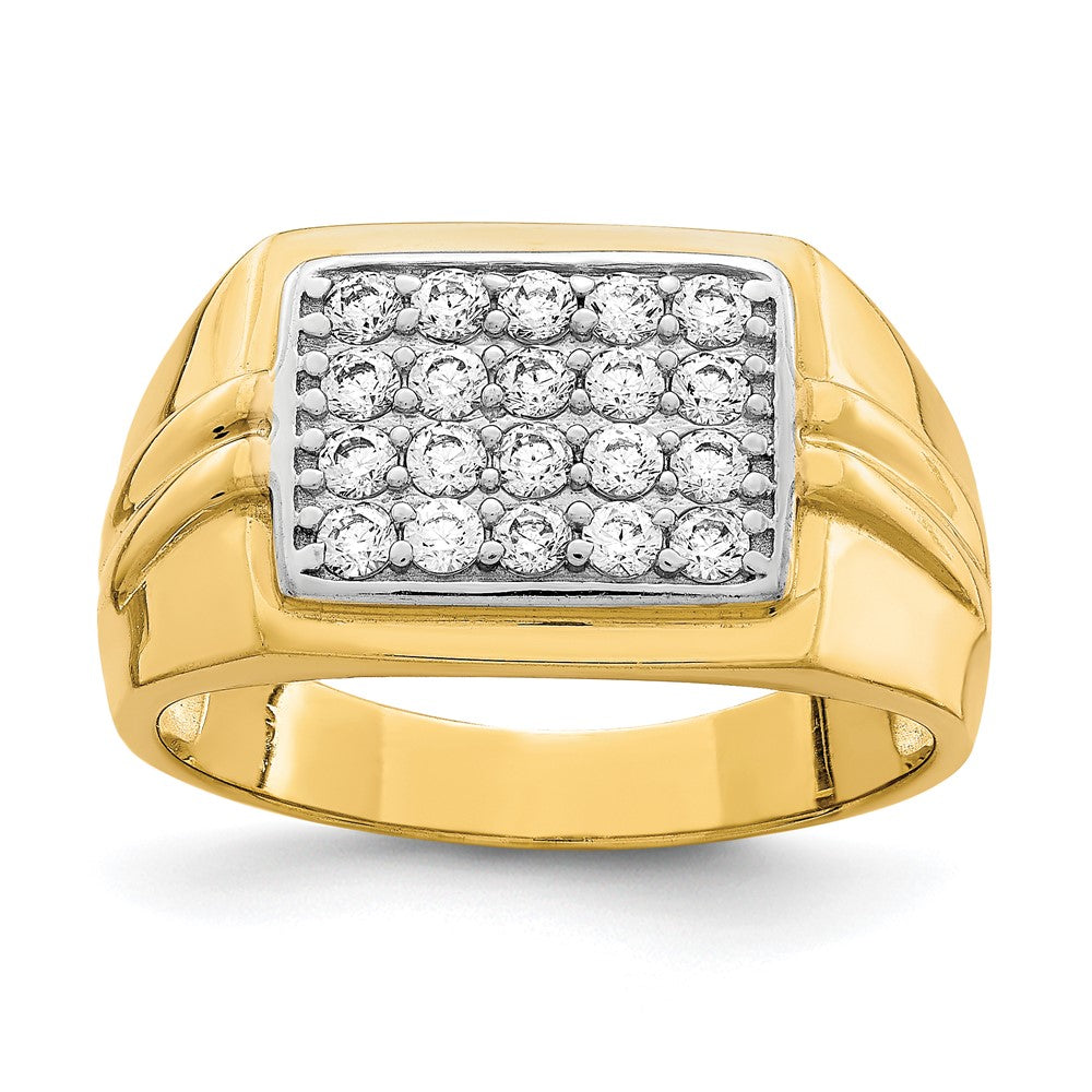10K Gelb mit Rhodium 10K Zirkonia Herren Ring