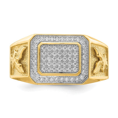 10K Gelbgold Herren Zirkonia Adler Ring (size 10.5 Nur)