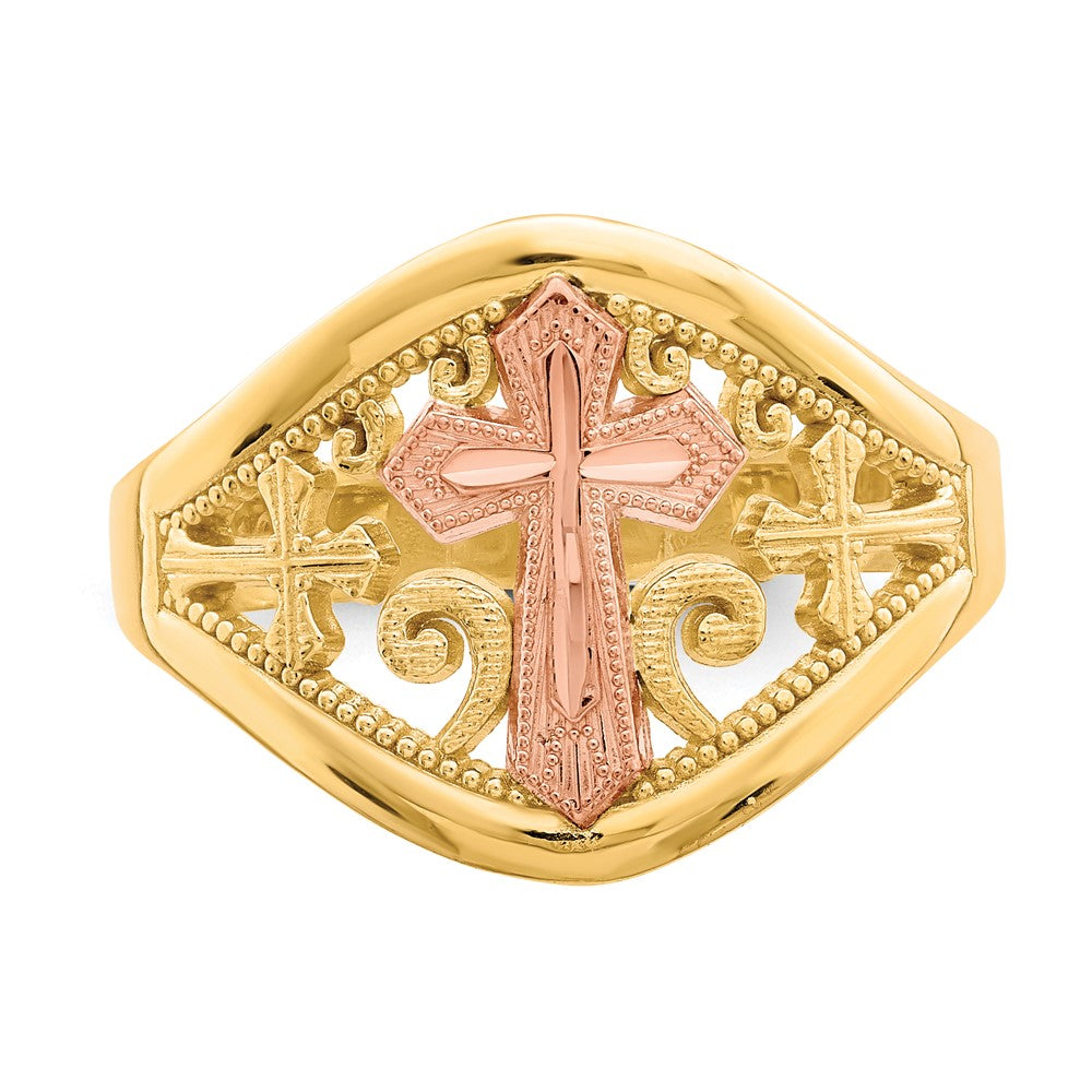 10K Bicolor Gold Kreuzring